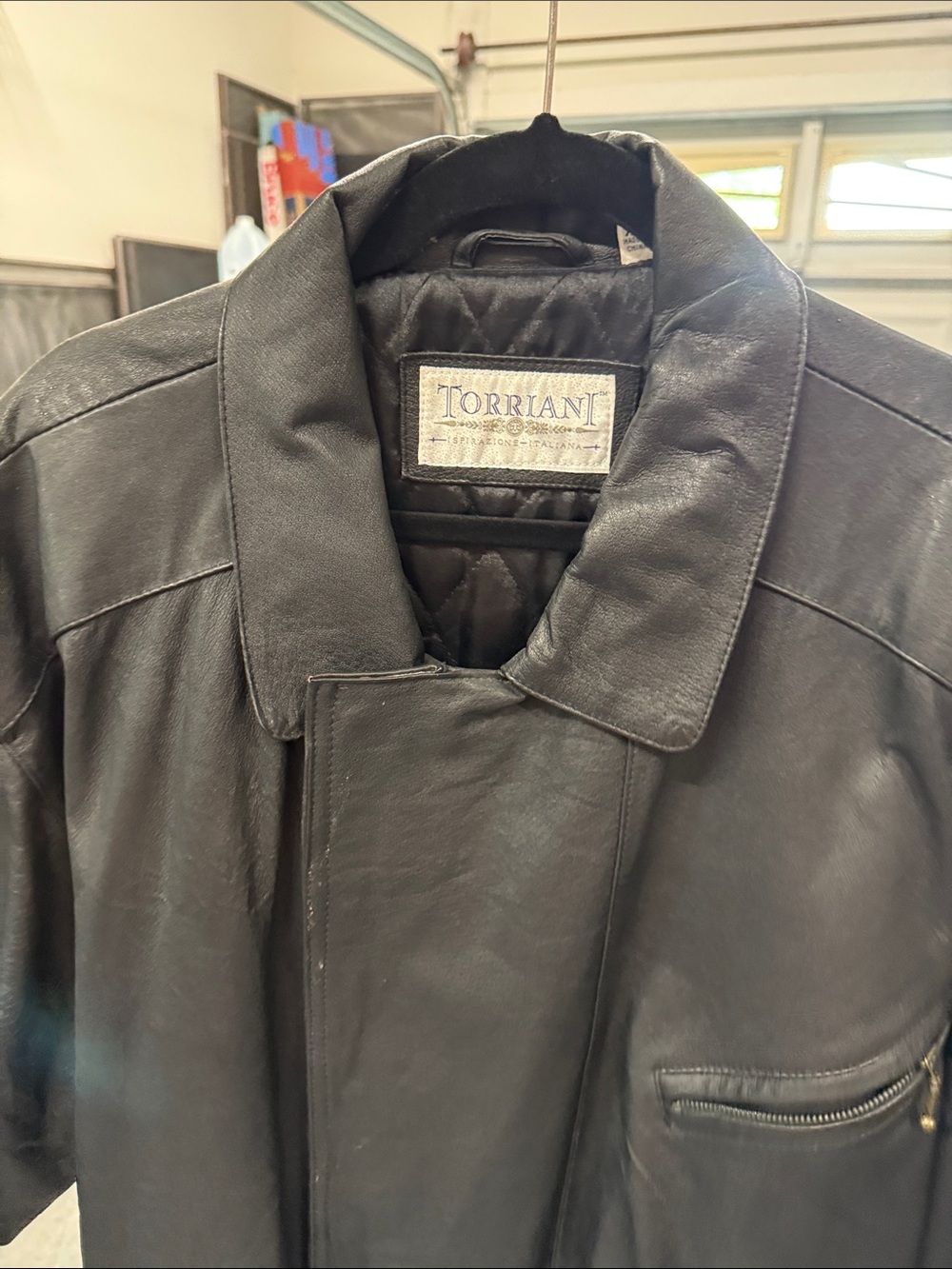 Men's Black Leather Trench Coat